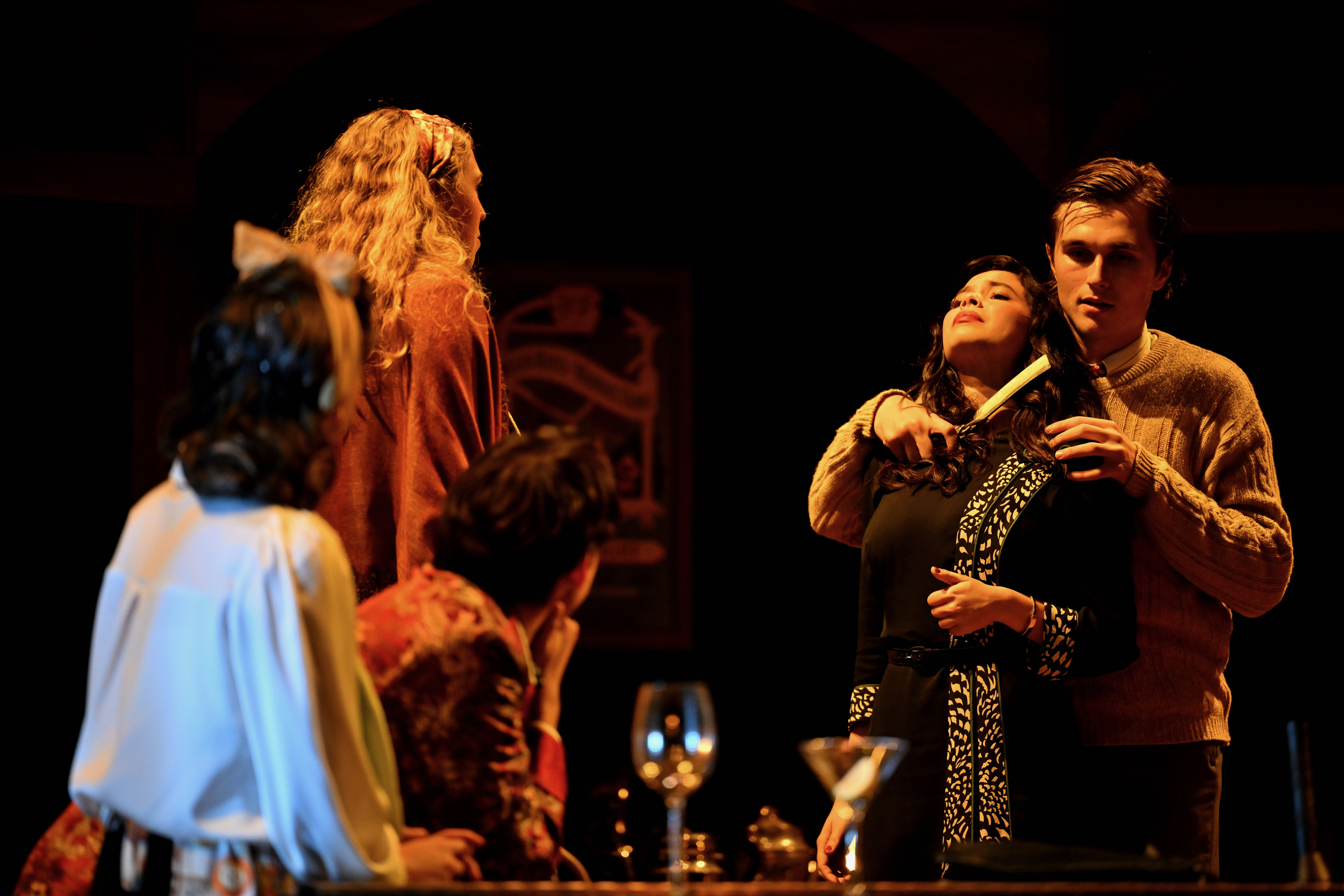 Isabella Biricik in a dramatic scene from The Musical Comedy Murders of 1940